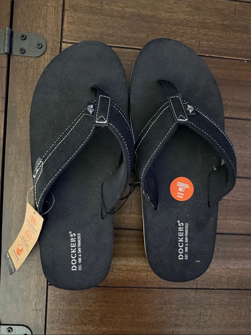 Dockers Men’s Black Flip-Flop Sandals with Contrast Stitching